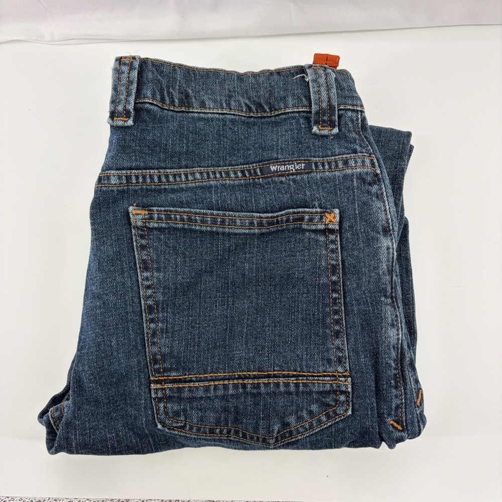 Wrangler Boys 15 Husky Jeans Dark Wash Adjustable Waist Straight Leg Fits 30x27